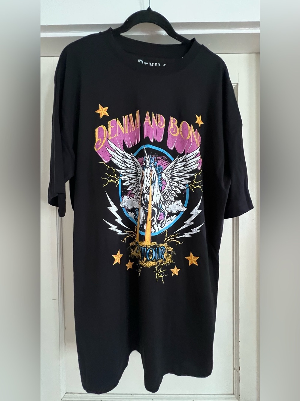 Denim & Bone Graphic 21 Tour Oversized Tee in Black Size Small NWT